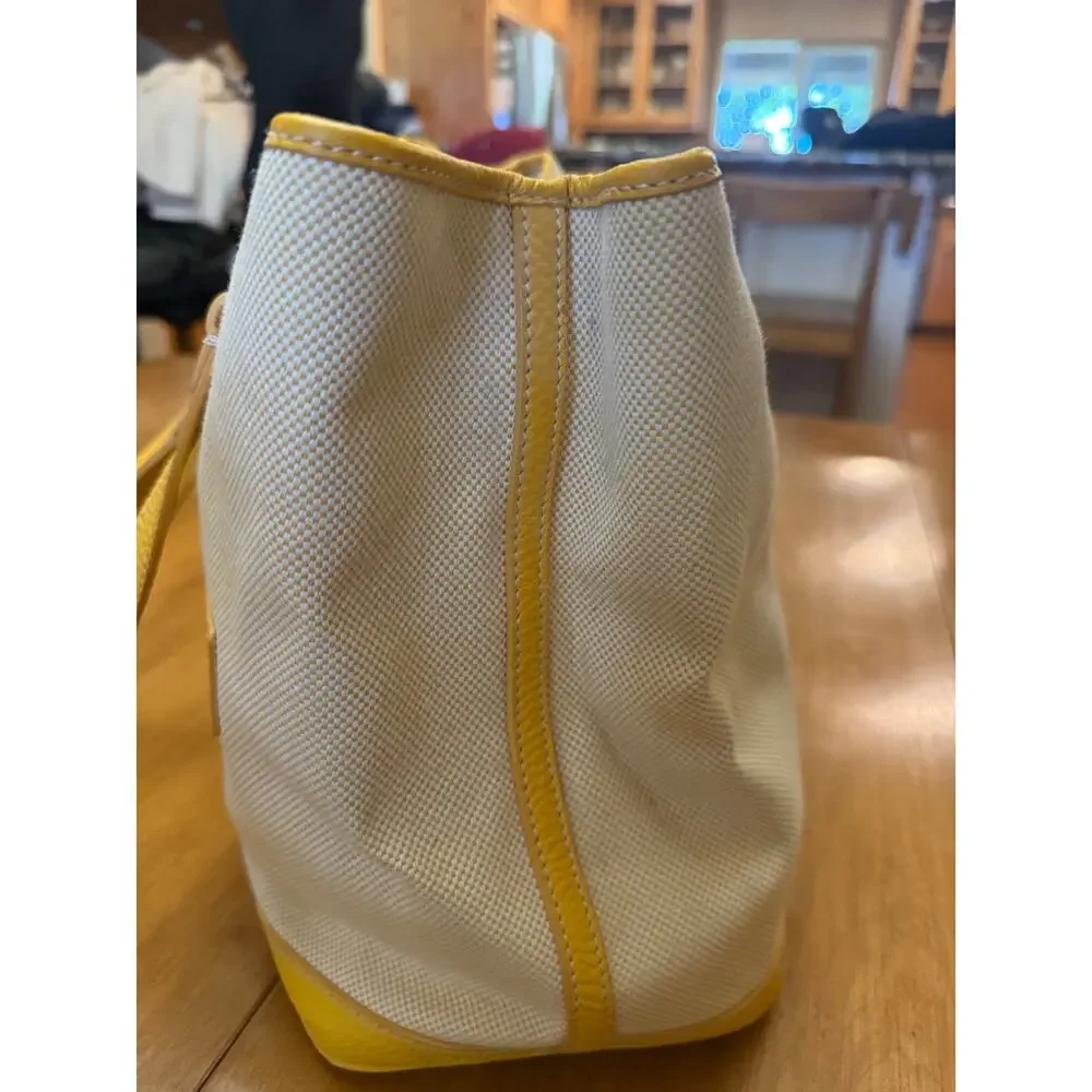 Dooney and Bourke Canvas yellow leather Sunflower large Tote purse cheerful